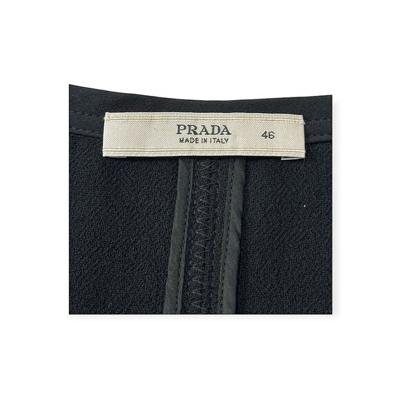 Prada Black Wool A-Line Skirt IT 46 / US 10 Ribbon Bow Trim Made in Italy - Picture 3 of 13